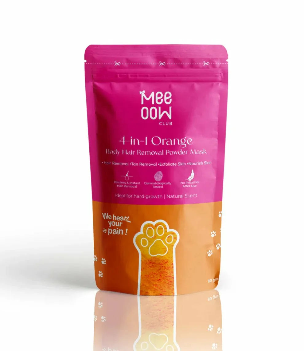 Meeow Hair Removal Powder Mask Painless | 10 Min Full Body Wax for Smooth Skin | 100% Results